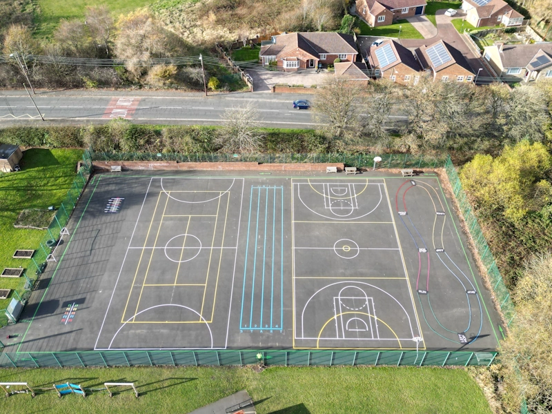 Croft Community School Durham MUGA pitch drone view